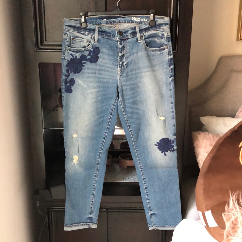 Gap Jeans With Flower Patches